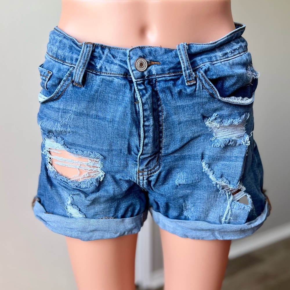KanCan Light Blue Ripped Jean Shorts